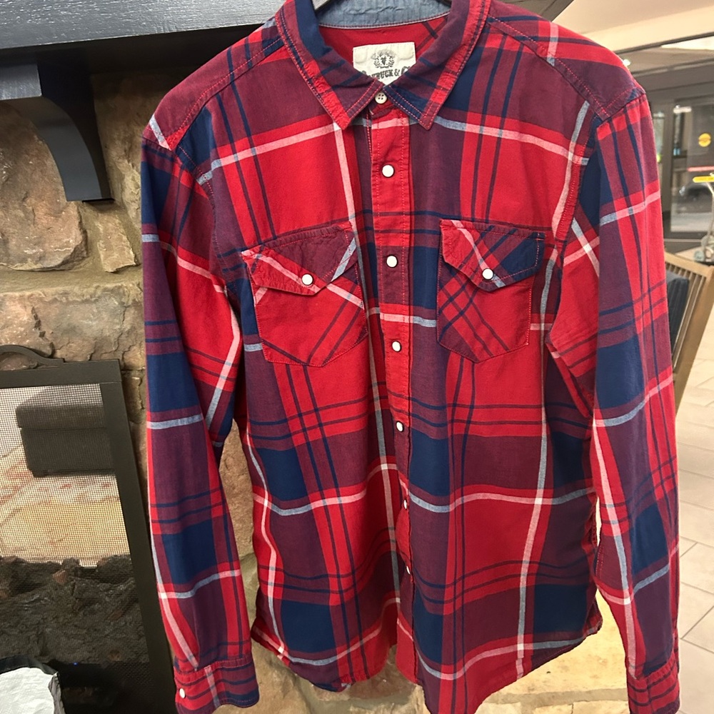 Roebuck & Co.  Red and Blue Plaid Casual Shirt XL no flaws Vintage